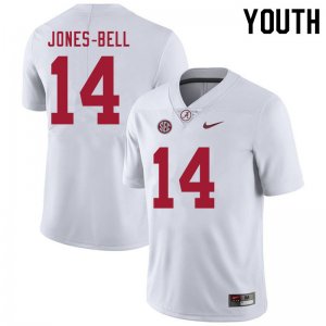 NCAA Youth Alabama Crimson Tide #14 Thaiu Jones-Bell Stitched College 2020 Nike Authentic White Football Jersey DT17Q54WP